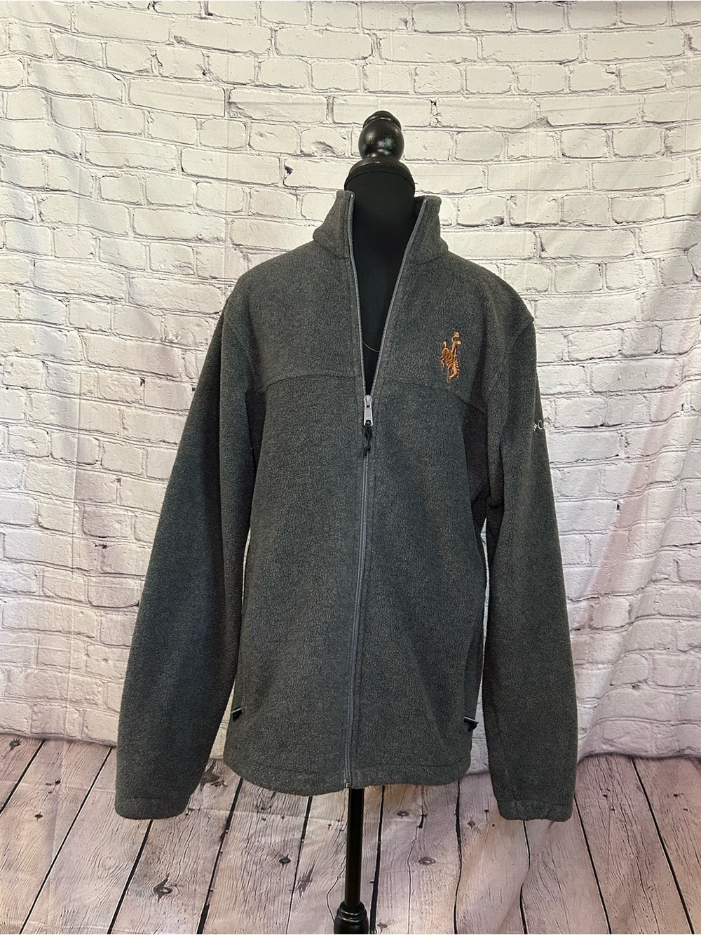 Columbia Men’s Charcoal Gray Full-Zip Fleece Jacket with Embroidered Logo